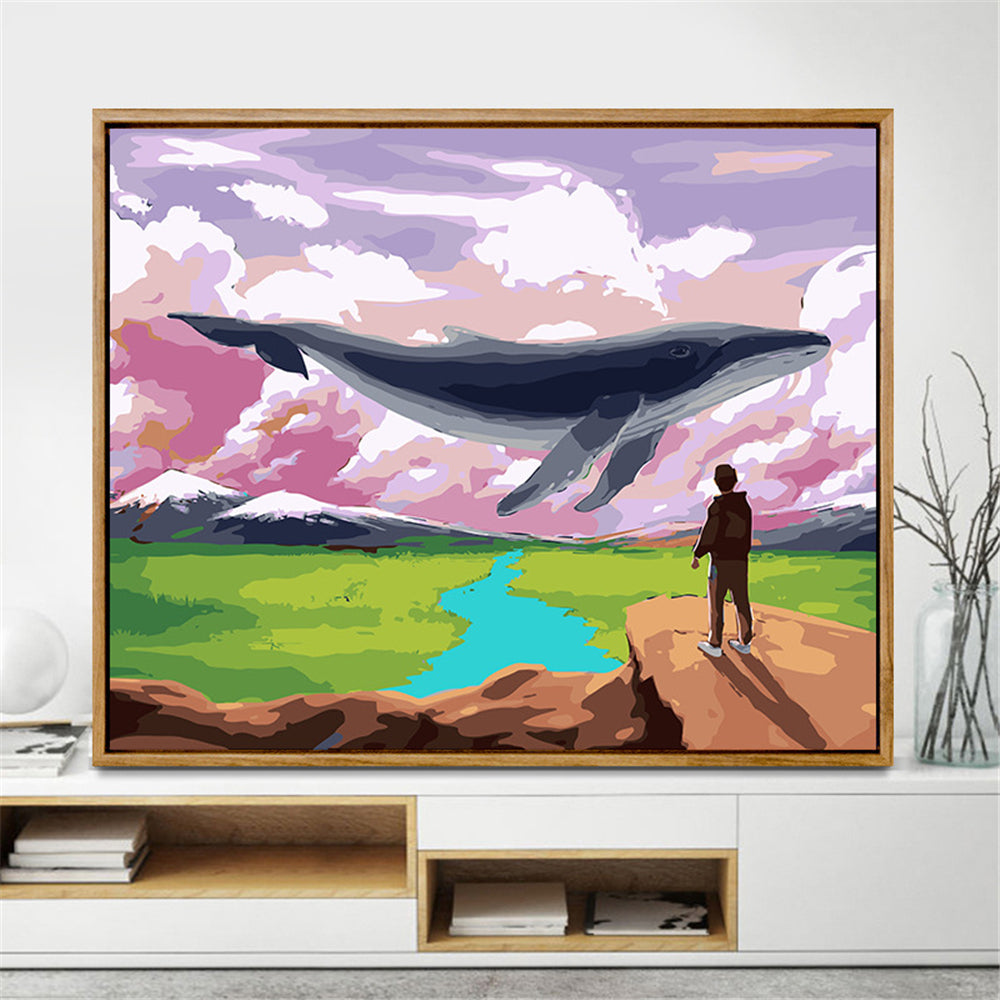 Man And The Ocean By Number Painting With Frame Adult Kit Color Painting Cloth DIY Oil Paint Picture By Number