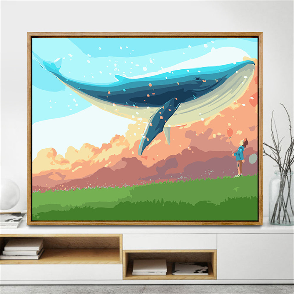 Man And The Ocean By Number Painting With Frame Adult Kit Color Painting Cloth DIY Oil Paint Picture By Number