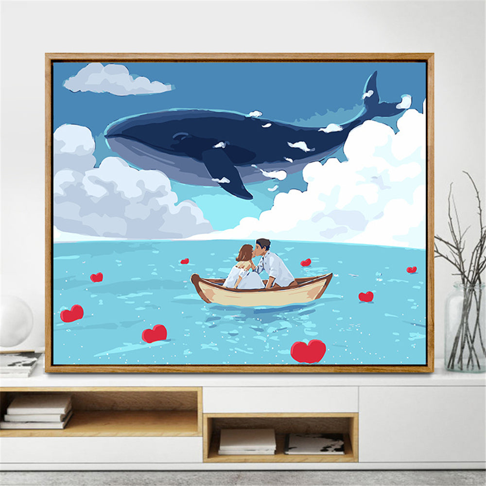 Man And The Ocean By Number Painting With Frame Adult Kit Color Painting Cloth DIY Oil Paint Picture By Number