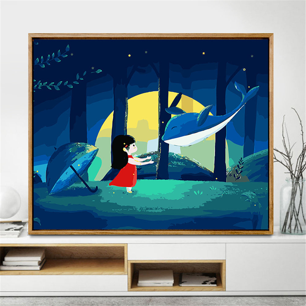 Man And The Ocean By Number Painting With Frame Adult Kit Color Painting Cloth DIY Oil Paint Picture By Number