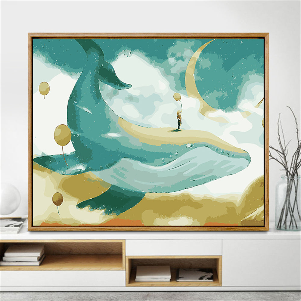 Man And The Ocean By Number Painting With Frame Adult Kit Color Painting Cloth DIY Oil Paint Picture By Number