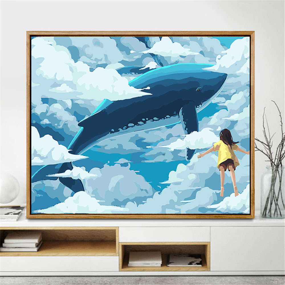 Man And The Ocean By Number Painting With Frame Adult Kit Color Painting Cloth DIY Oil Paint Picture By Number