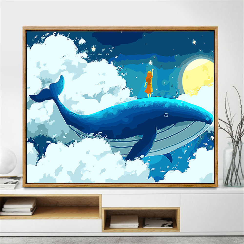 Man And The Ocean By Number Painting With Frame Adult Kit Color Painting Cloth DIY Oil Paint Picture By Number