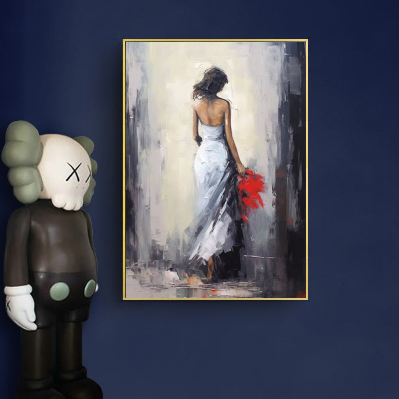 Oil Painting Handmade Hand Painted Wall Art Woman In A White Dress Home Decoration Decor Rolled Canvas No Frame Unstretched