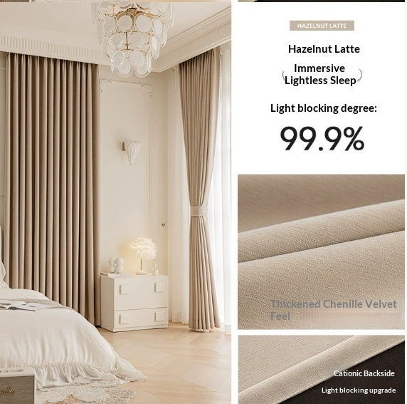 Master Blinds Curtains Chenille French-Style Luxe-Looking Home Decor Light Luxury Modern Authentic Extra-Thick