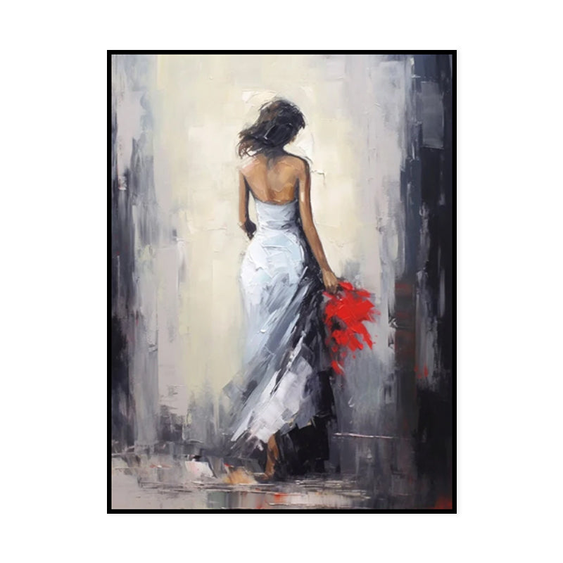 Oil Painting Handmade Hand Painted Wall Art Woman In A White Dress Home Decoration Decor Rolled Canvas No Frame Unstretched